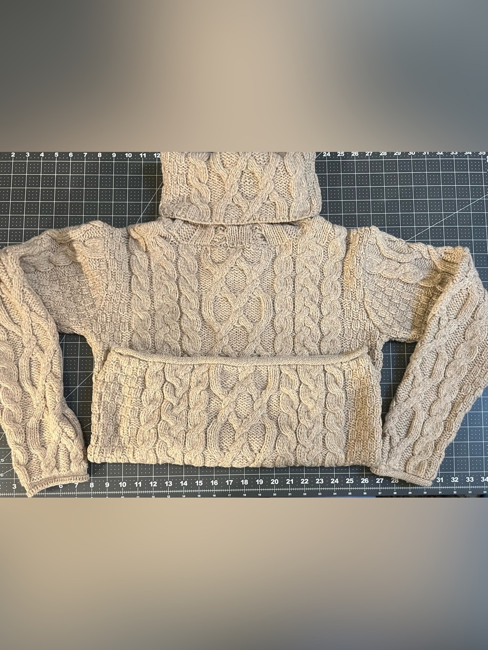 Aran Sweater Market 100% Wool Cable Knit Turtleneck Sweater